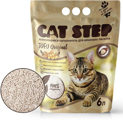 Наполнитель (Cat Step) Tofu Original  6л (2,70кг) растительный комкующийся для кошек фото