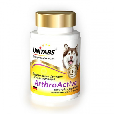 Unitabs 100таб/0,15кг витаминно-минеральная добавка ArthroАctive Q10 с глюкозамином и МСМ для собак фото