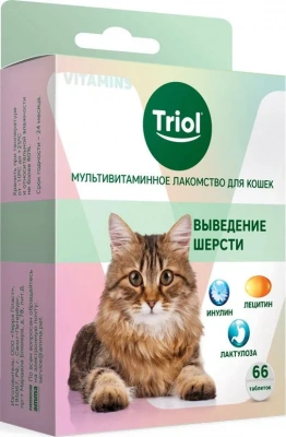 Triol 0,033кг Выведение шерсти мультивитаминное лакомство для кошек