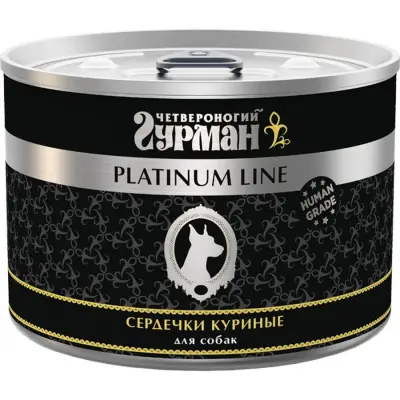210112006 Корм влажный для собак Четвероногий гурман "Platinum line Сердечки куриные", 525 г