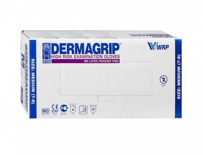 Перчатки (DERMAGRIP) HIGH RISK латексные нестерильные неопудренные M