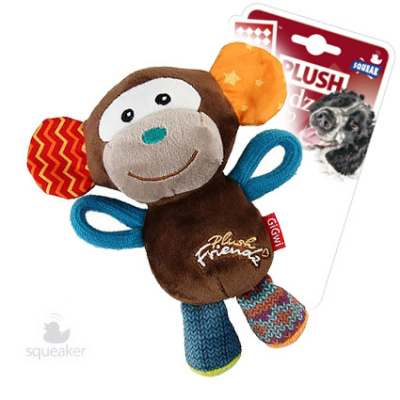 Игрушка (GiGWi) 75349 Обезьянка с пищалкой 16см для собак серия PLUSH FRIENDZ фото