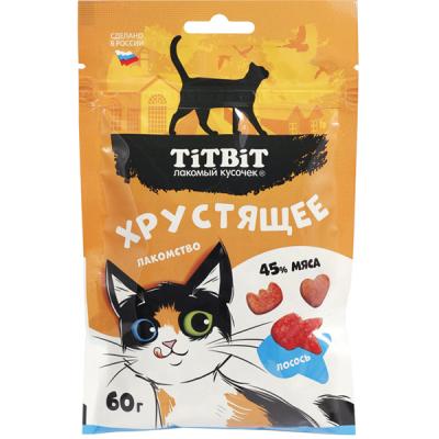 Лакомство TiTBiT хрустящее с лососем для кошек, 60 г