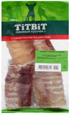TiTBiT 0,07кг лакомство трахея говяжья резаная (мягкая упаковка) фото