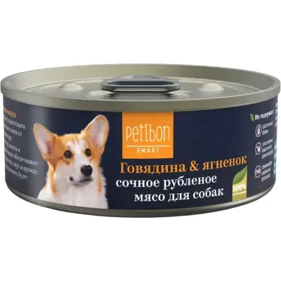317101003 Корм влажный для собак Petibon Smart "Рубленое мясо с говядиной и ягненком", 100 г фото