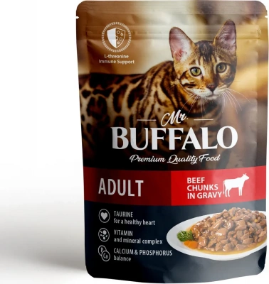 Баффало Mr.Buffalo Adult Cat 0,085кг говядина в соусе влажный для кошек (790099) фото
