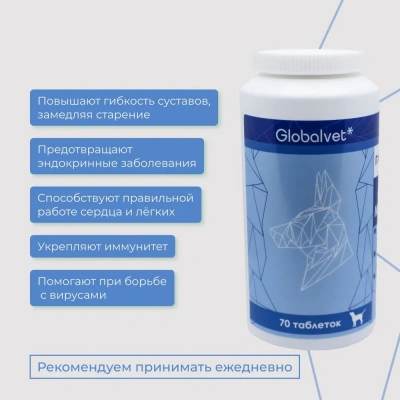 Комплекс (GlobalVet) Multieffect (adult) для собак крупных пород 70 таб. фото