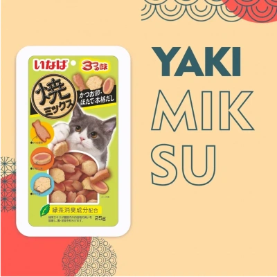 Inaba Yakimiksu 0,025кг со вкусом кацуобуси, морского гребешка и наваристого бульона лакомство для кошек фото
