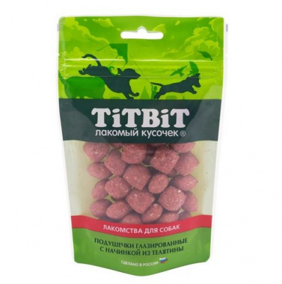 TiTBiT 0,1кг Золотая коллекция подушечки глазированные с начинкой из телятины для собак 