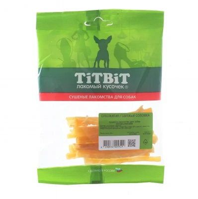 TiTBiT 0,05кг лакомство сухожилия говяжьи соломка (мягкая упаковка) фото