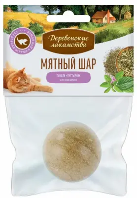 Деревенские лакомства кошачья мята Мятный шар Тимьян + пустырник, 22г. фото
