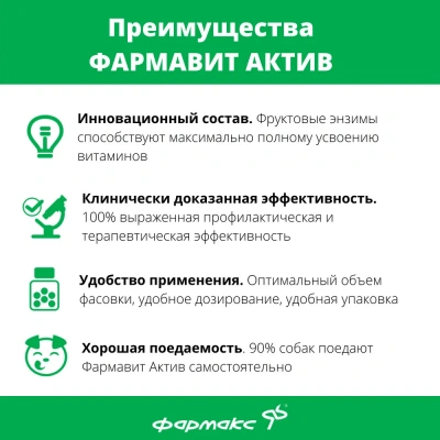 Фармавит Актив С-СМ 90таб. 0,045кг витаминно-минеральный комплекс для собак мелких пород и щенков фото