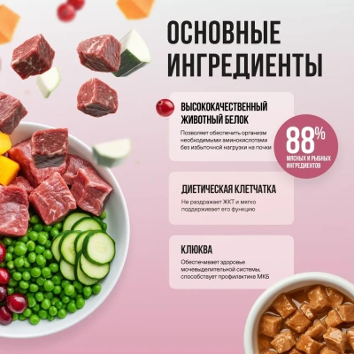 Bowl Wow 0,085кг телятина и овощи в соусе для стерилизованных кошек (662792) фото