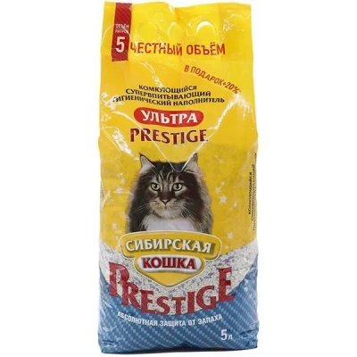 Наполнитель (Сибирская Кошка) 5л Ультра PRESTIGE комкующийся АКЦИЯ +20% (цеолит + силикагелевый ароматизатор) фото