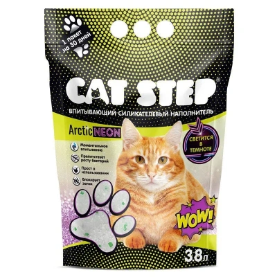 Наполнитель (Cat Step) Arctic Neon 3,8л (1,67кг) силикагель для кошек фото