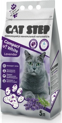 Наполнитель (Cat Step) Compact White Lavеnder 5л (4,20кг) минеральный комкующийся для кошек фото