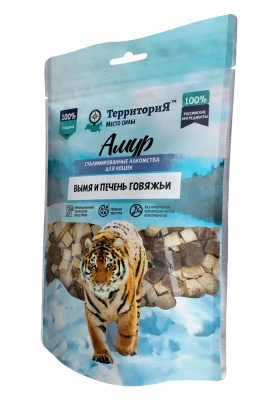 ТерриториЯ Амур Микс 0,045кг Печень + Вымя говяжьи лакомство сублимированное для кошек  фото