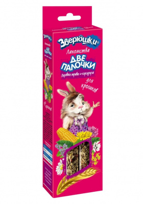 Зоомир палочки Зверюшки 0,08кг травы+кукуруза для кроликов (2шт) (700)