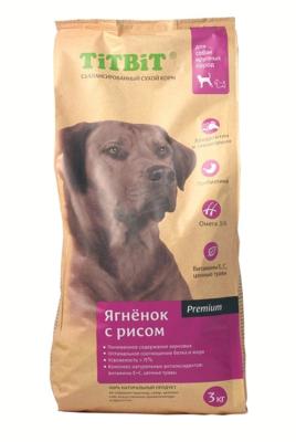 Корм сухой TiTBiT 3кг Premium для собак крупных пород ягненок с рисом