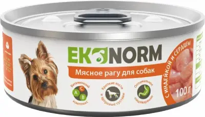 618101002 Корм влажный для собак EKONORM "Мясное рагу с индейкой и сердцем", 100 г фото