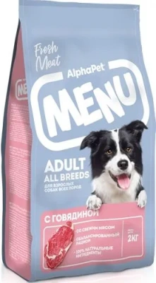 AlphaPet Menu (АльфаПет) 2кг говядина сухой для собак (652741) фото