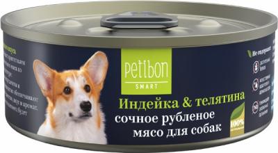 317101001 Корм влажный для собак Petibon Smart "Рубленое мясо с индейкой и телятиной", 100 г