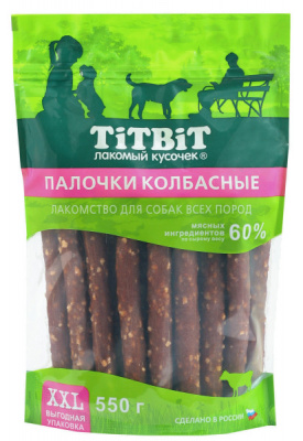 TiTBiT 0,55кг палочки колбасные для собак всех пород XXL выгодная упаковка  фото