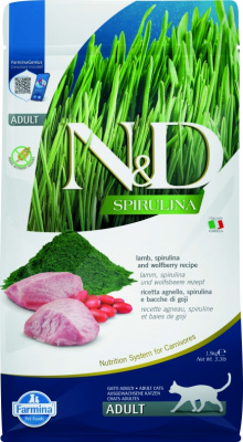 Farmina (Фармина) N&D Cat Spirulina 1,5кг ягненок, спирулина и ягоды годжи для взрослых кошек