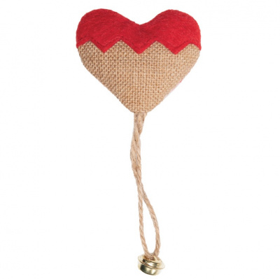 Игрушка (Triol) NATURAL Сердечко с бубенчиком Кантри из джута для кошек, 55/150мм 