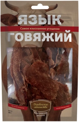 Деревенские лакомства 0,05кг язык говяжий для собак (72500071) фото