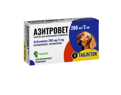 Азитровет 200мг/2мг, таблетки №6 (ЛИЦЕНЗИЯ) фото