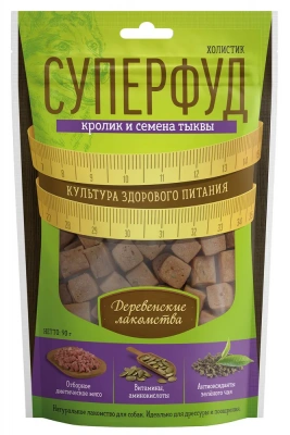Деревенские лакомства 0,09кг Суперфуд кролик и семена тыквы для собак (711908)                           фото