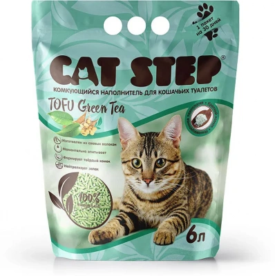 Наполнитель (Cat Step) Tofu Green Tea 6л (2,70кг) растительный комкующийся для кошек фото