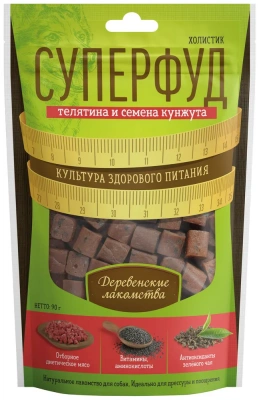 Деревенские лакомства 0,09кг Суперфуд телятина и семена кунжута для собак (711939)                       фото