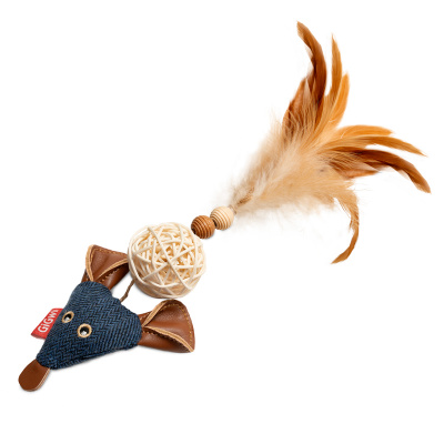 Игрушка (Gigwi) 85046 Мышка с плетеным шариком серия CATCH & SCRATCH ECO для кошек, 14 см 