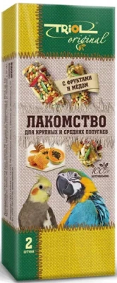 Triol 0,055кг лакомство с фруктами и мёдом для крупных и средних попугаев (2 шт) фото