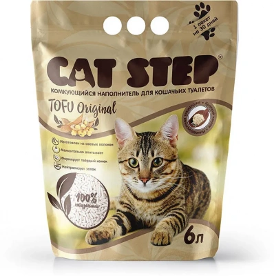 Наполнитель (Cat Step) Tofu Original  6л (2,70кг) растительный комкующийся для кошек фото