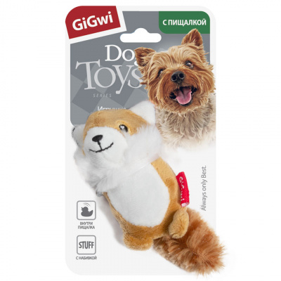 Игрушка для собак GiGWi "Лисичка" с 2-мя пищ. 9см, искусственный мех (И-75014) фото
