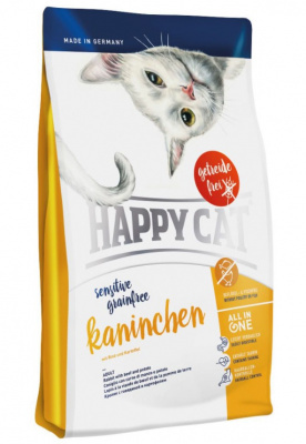 Хеппи Кет Sensitive Grainfree 0,3кг кролик беззерновой сухой д/кошек (080971)