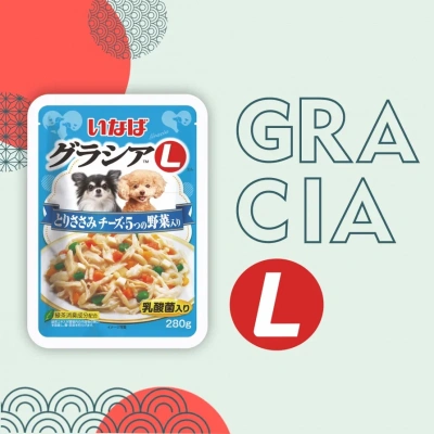 Inaba Gracia L 0,280кг Куриное филе с сыром и 5 видами овощей полнорационный пауч для собак фото