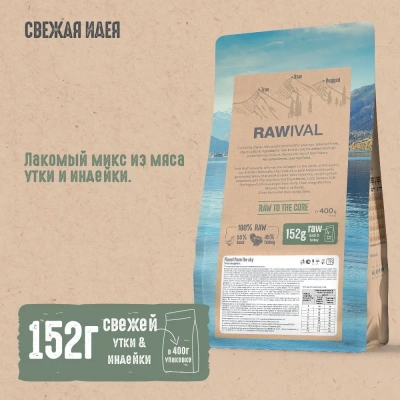  RAWIVAL Finest from the Sky утка и индейка для стерилизованных кошек, 0,4 кг фото