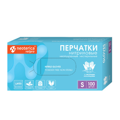 Перчатки (Neoterica Vetpro) нитриловые с овсяными коллоидами, размер S (100шт) фото