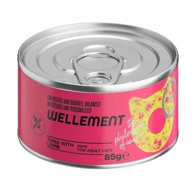 Wellement 0,085кг тунец с ягнёнком паштет для взрослых кошек фото