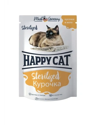 Happy Cat 0,085кг курочка кусочки в желе для стерилизованных кошек (402960) фото