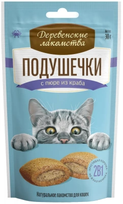Деревенские лакомства 0,03кг подушечки с пюре из краба для кошек (79207798) фото