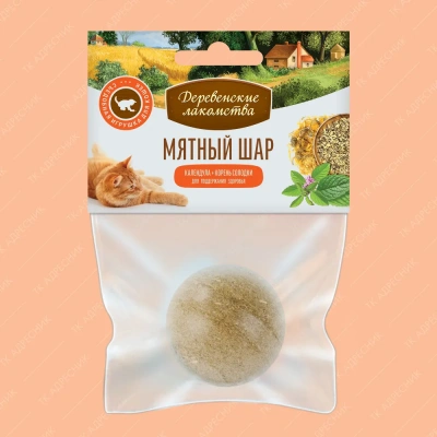 Деревенские лакомства кошачья мята Мятный шар Календула + корень солодки, 22г. фото