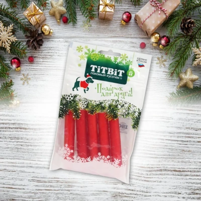TiTBiT 0,1кг палочки мармеладные для собак Red snack (Новогодняя коллекция) 