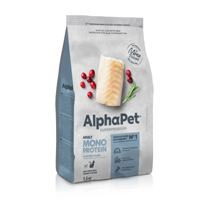 AlphaPet Superpremium Monoprotein (АльфаПет) 1,5кг из белой рыбы сухой для кошек (652840) фото