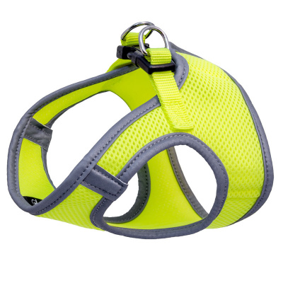 Комплект (Triol) HL028XS шлейка-жилетка (грудь 30см) + поводок 1,5*120см, неон-желтый, светоотражающий фото