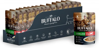 Баффало Mr.Buffalo Adult Sterilized Cat 0,085кг говядина в соусе влажный для кошек (790136) фото